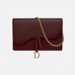 Dior Burgundy Calfskin Saddle Clutch Bag
