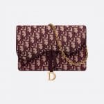 Dior Burgundy Oblique Saddle Clutch Bag