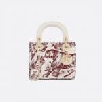 Dior Burgundy Toile de Jouy Mini Lady Dior Bag