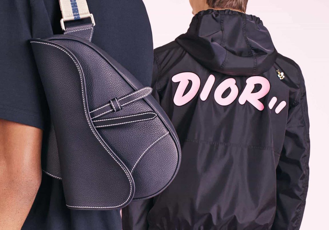 dior x kaws pouch saddle in black