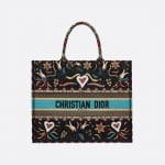 Dior Multicolor Floral and Heart Embroidered Book Tote Bag