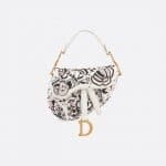 Dior Off-White Floral Embroidered Mini Saddle Bag