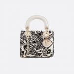 Dior Off-White/Black Floral Embroidered Mini Lady Dior Bag