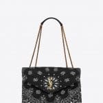 Saint Laurent Black Bandana Fabric and Jute Thread Medium Loulou Bag