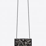 Saint Laurent Black Embroidered Skulls Suede Kate Bag