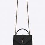 Saint Laurent Black Matelasse Medium College Bag