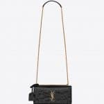 Saint Laurent Black Shiny Turtle Embossed Medium Sunset Bag