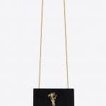 Saint Laurent Black Suede with Monogram Palm Tree Small Kate Bag