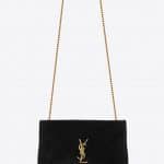 Saint Laurent Black Suede:Smooth Leather Medium Reversible Kate Bag