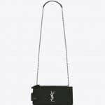 Saint Laurent Deep Green Shiny Crocodile Embossed Medium Sunset Bag