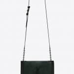 Saint Laurent Deep Green Suede:Leather Book Bag