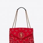 Saint Laurent Red Bandana Fabric and Jute Thread Medium Loulou Bag