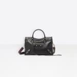 Balenciaga Black Classic Silver City S Logo Strap Bag