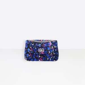 Balenciaga Blue/Pink Quilted Velvet BB Chain M Bag