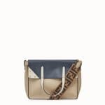 Fendi Beige/Dark Blue Leather/Suede Flip Small Bag