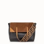 Fendi Black/Brown Leather/Suede Flip Regular Bag