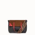 Fendi Black/Red Leather/Suede Flip Small Bag