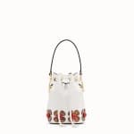 Fendi White Leather with Elaphe Flowers Small Mon Tresor Bucket Bag
