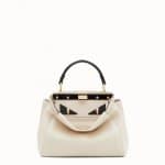 Fendi White Leather/Elaphe Bag Bugs Peekaboo Mini Bag