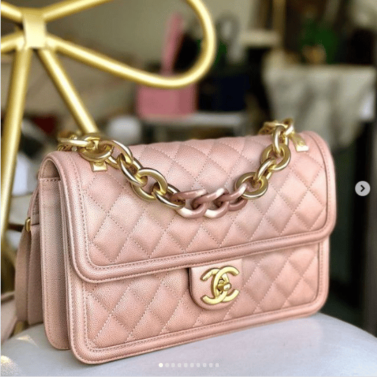 Chanel Sunset on the Sea Flap Bag In Coral Pink Caviar – Trésor