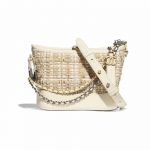 Chanel Beige:Ivory Tweed:Calfskin Gabrielle Small Hobo Bag
