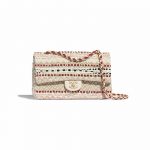 Chanel Beige:Red:Black Cotton:Raffia Classic Mini Flap Bag