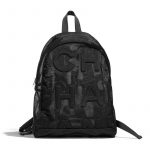 Chanel Black Embossed Nylon Backpack Bag