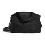 Chanel Black Embossed Nylon Bowling Bag