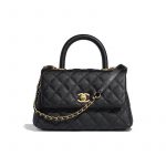 Chanel Black Grained Calfskin Coco Handle Mini Bag