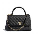 Chanel Black Grained Calfskin Coco Handle Small Bag