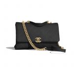 Chanel Black Grained Calfskin Medium Flap Bag