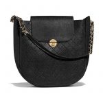 Chanel Black Perforated Grained Calfskin Hobo Bag