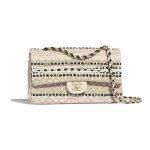 Chanel Black:Beige Cotton:Raffia Classic Medium Flap Bag