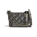 Chanel Black:Silver Sequins:Calfskin Gabrielle Small Hobo Bag