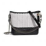 Chanel Black:White Wool:Calfskin Gabrielle Hobo Bag