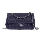Chanel Blue Wool:Calfskin Flap Bag