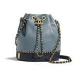 Chanel Blue:Dark Blue Lambskin:Grained Calfskin Drawstring Bag