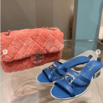 Chanel Coral Fabric Flap Bag and Blue Sandals