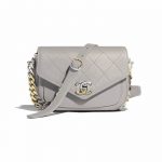 Chanel Gray Calfskin with Two-Tone Hardware Mini Flap Bag