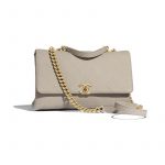 Chanel Gray Grained Calfskin Medium Flap Bag