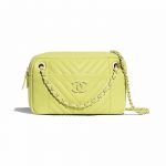 Chanel Light Green Chevron Calfskin Camera Case Bag