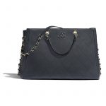 Chanel Navy Blue Bullskin Large Shopping Bag