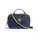 Chanel Navy Blue Quilted Grained Calfskin Camera Case Bag