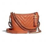 Chanel Orange Chevron Gabrielle Small Hobo Bag