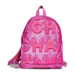Chanel Pink Embossed Nylon Backpack Bag