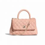 Chanel Pink Grained Calfskin Coco Handle Mini Bag