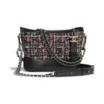 Chanel Pink:Navy Blue Tweed:Calfskin Gabrielle Small Hobo Bag