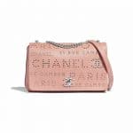 Chanel Pink:White Calfskin Eyelet Flap Bag