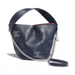 Chanel Pink:White:Navy Blue Calfskin Eyelet Drawstring Bag