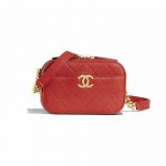 Chanel Red Grained Calfskin Waist Bag